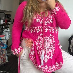 Embroidered Pink Women's Top